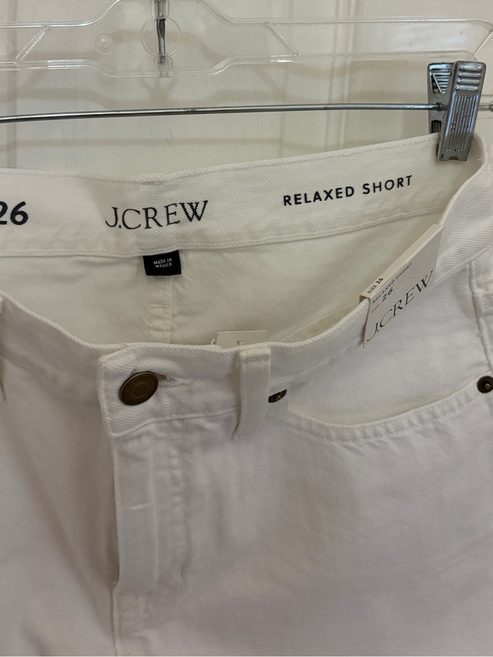 BOGO!! NWT CREW Relaxed Denim High Rise Short in White - Picture 10 of 10